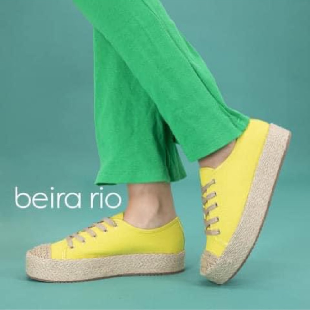 Beira Rio Casual Sneaker Espadrille Wedge Yellow